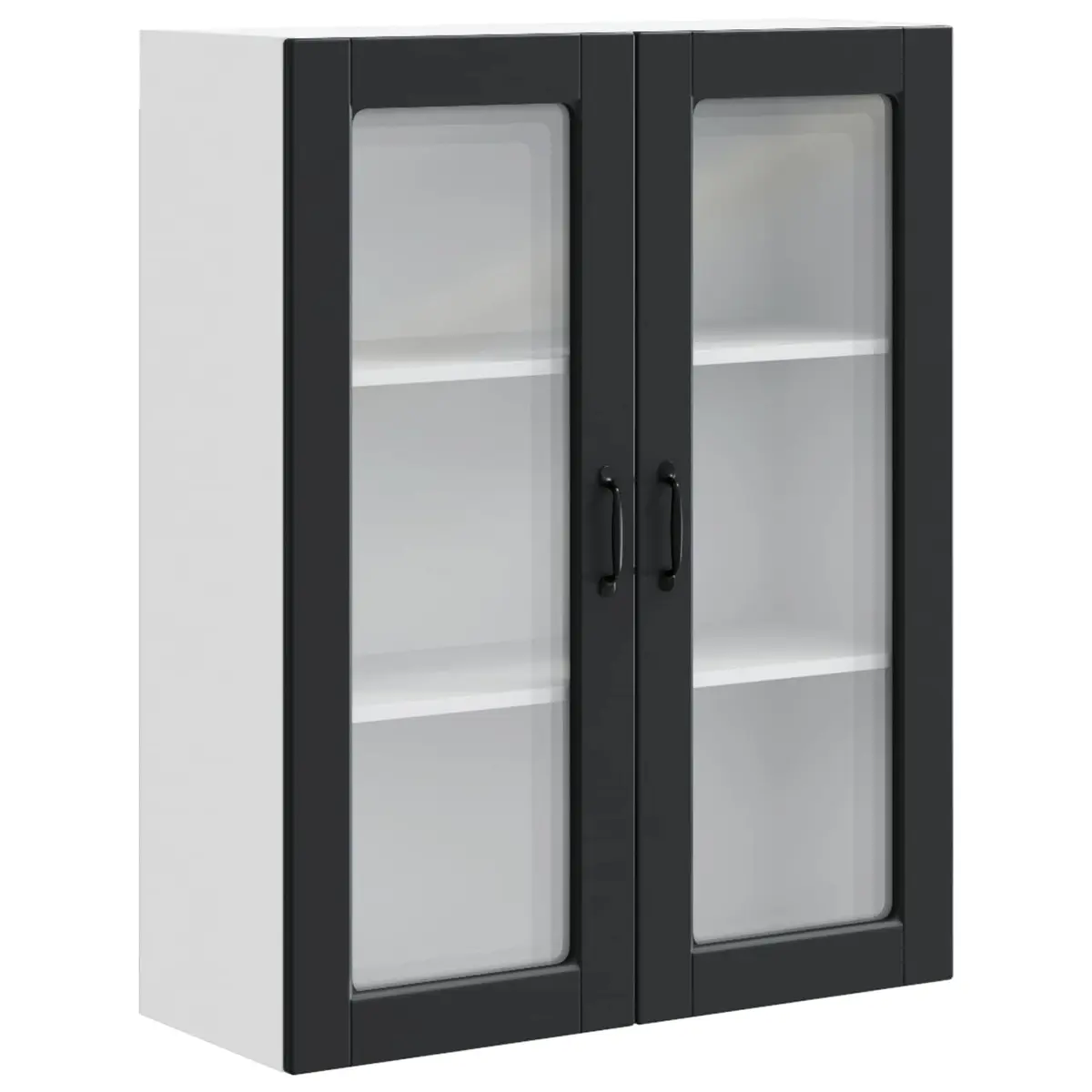 Wall Glass Cabinet Kitchen Storage 80x31x100cm Black Engineered Wood