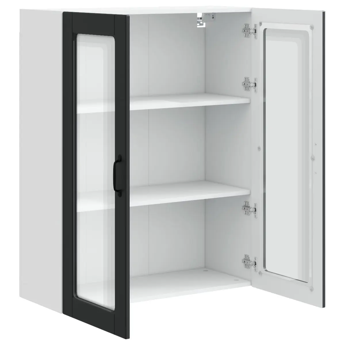 Wall Glass Cabinet Kitchen Storage 80x31x100cm Black Engineered Wood