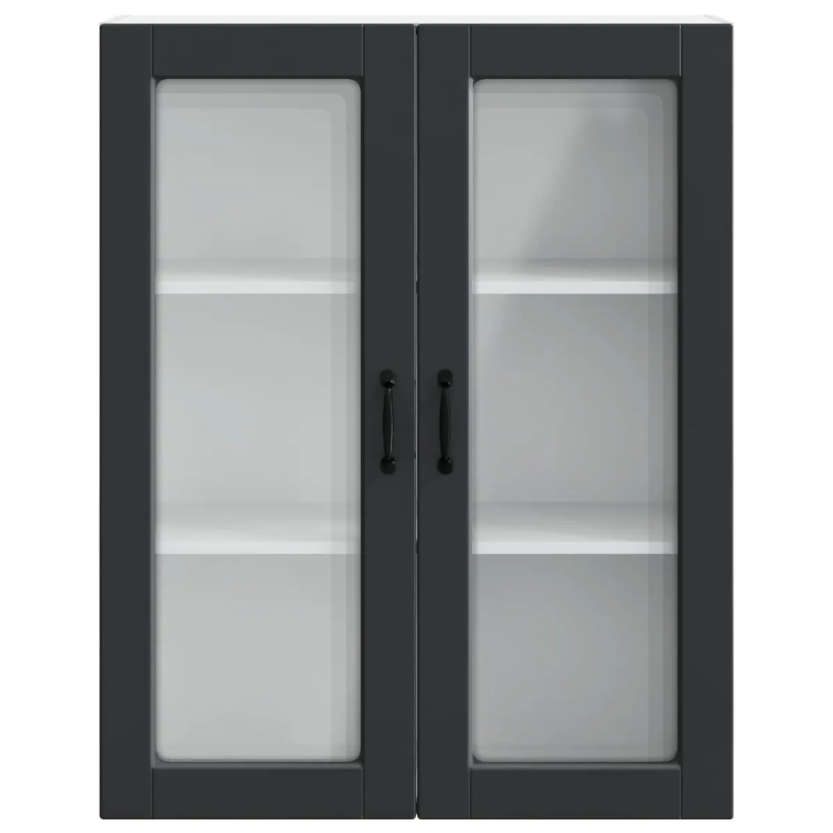 Wall Glass Cabinet Kitchen Storage 80x31x100cm Black Engineered Wood