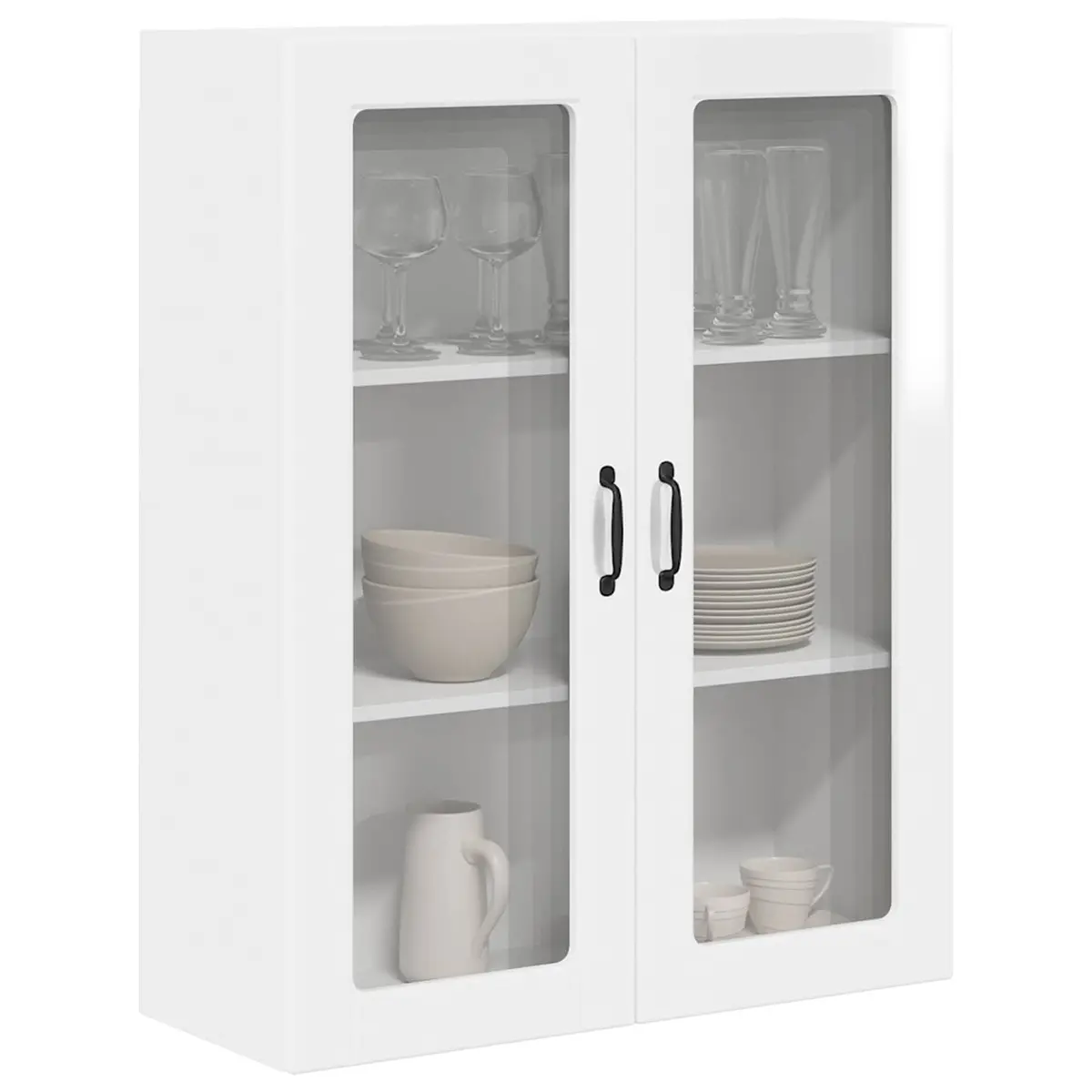 Wall Mounted Kitchen Cabinet Storage Shelves 80x31x100cm High Gloss White