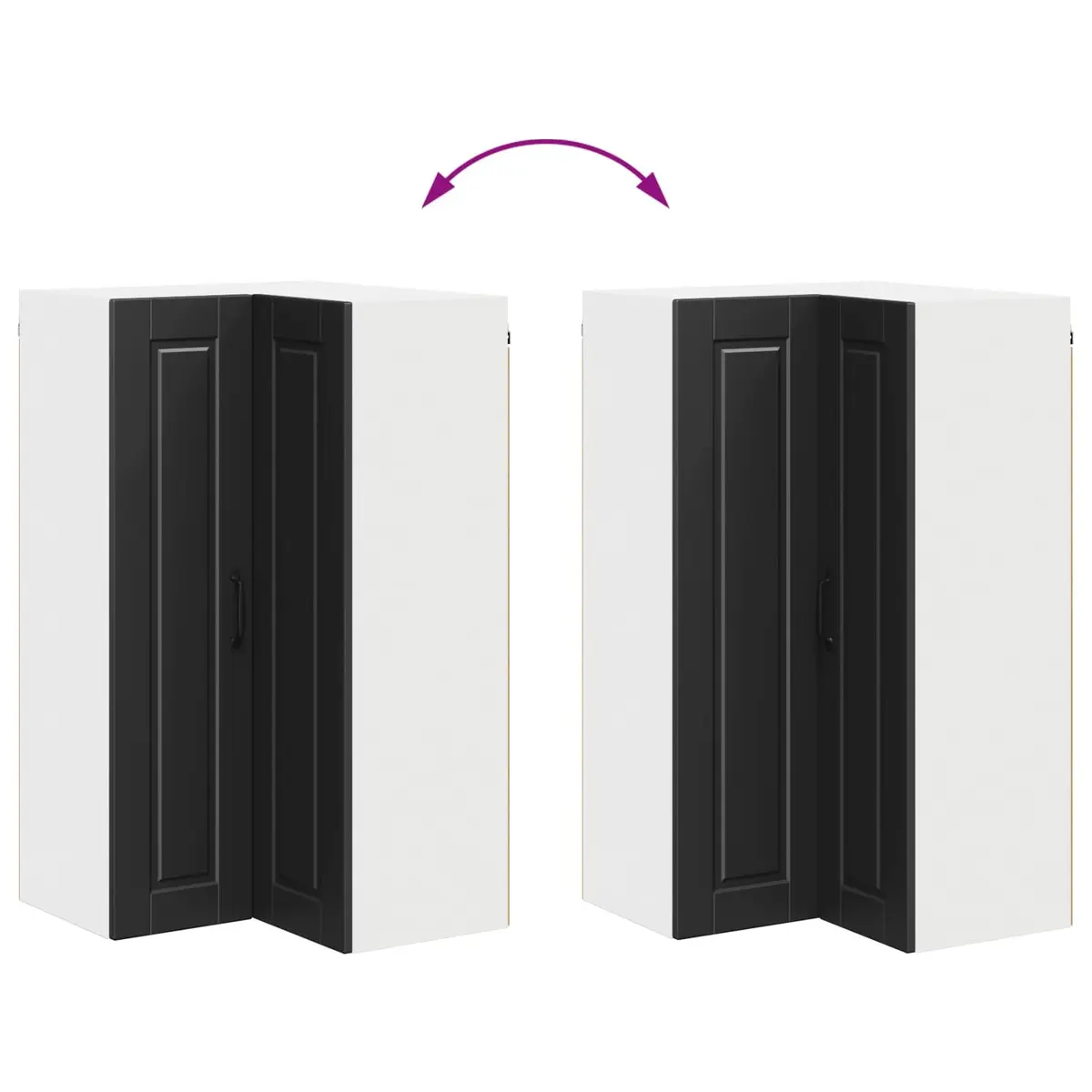 Corner Kitchen Cabinet Black Storage Shelves 57x57x100cm