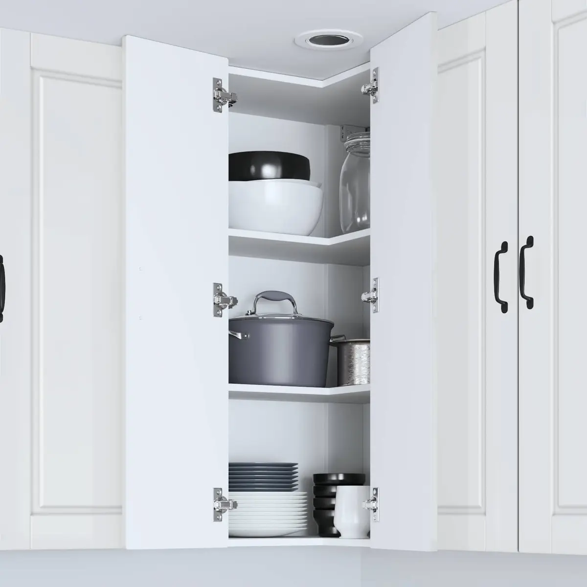 Wall Corner Kitchen Cabinet High Gloss White Modern Storage Unit 57x57x100 cm