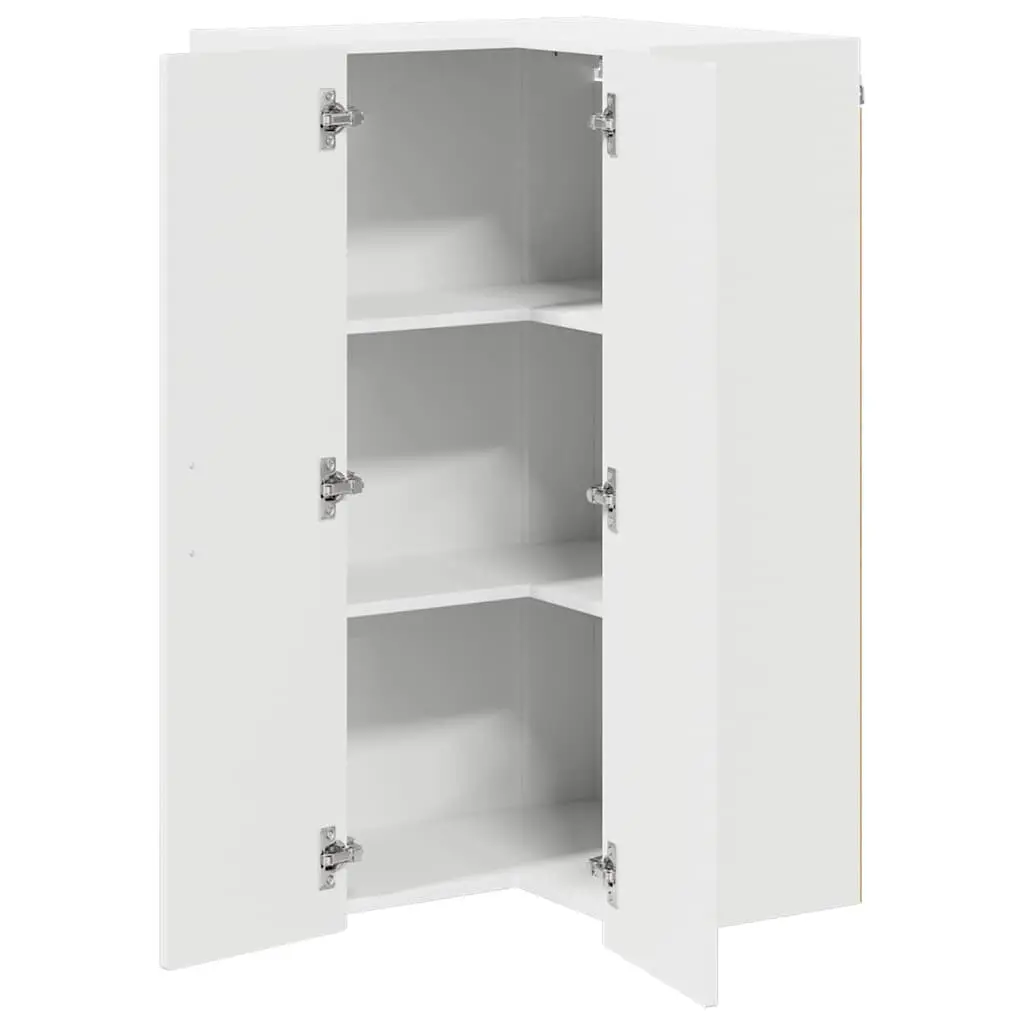 Wall Corner Kitchen Cabinet High Gloss White Modern Storage Unit 57x57x100 cm