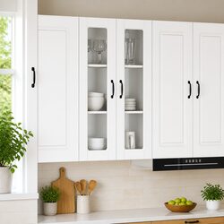Practical White Wall Glass Cabinet for Kitchen Use 60x31x100cm