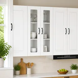 Practical White Wall Glass Cabinet for Kitchen Use 60x31x100cm