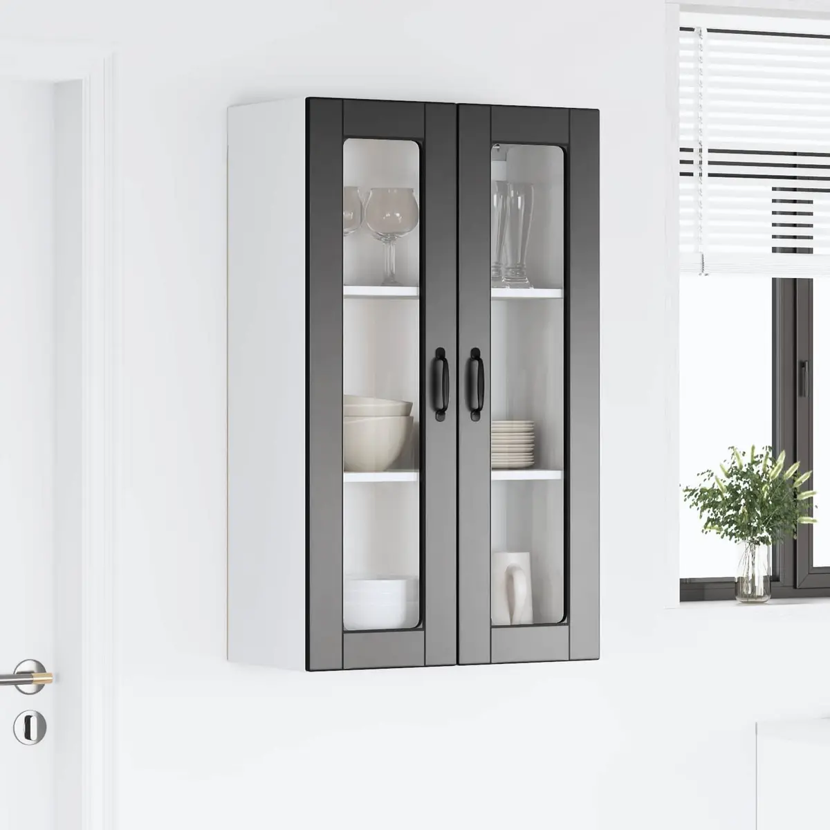 Wall-Mounted Kitchen Cabinet Black Storage 60x31x100cm Engineered Wood