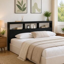 Value and Practicality: Black Engineered Wood Headboard