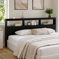 Comfortable and Practical Black Oak LED Headboard