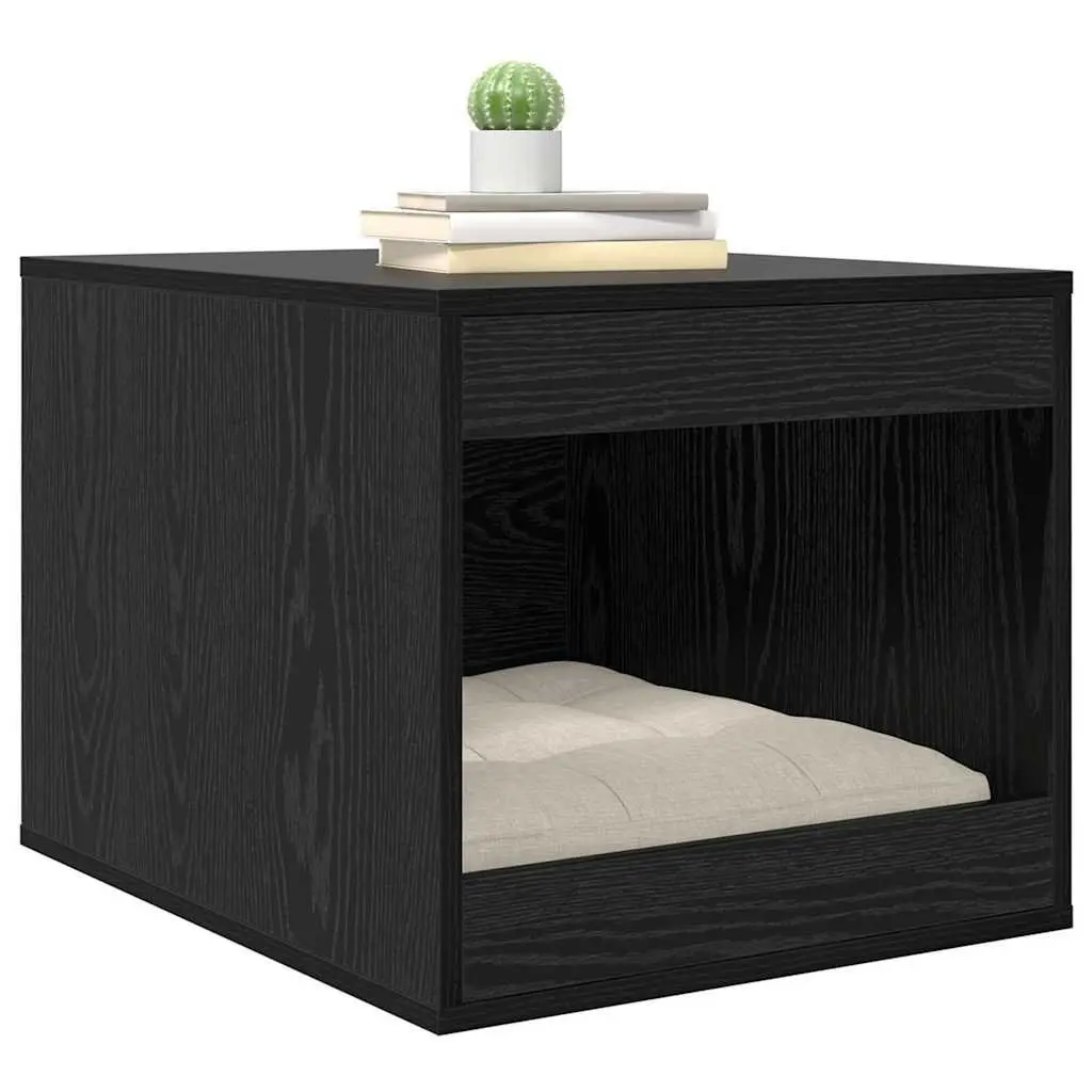 Cat Litter Box Enclosure Indoor Furniture 47 x 59 x 42 cm Black Oak Wood