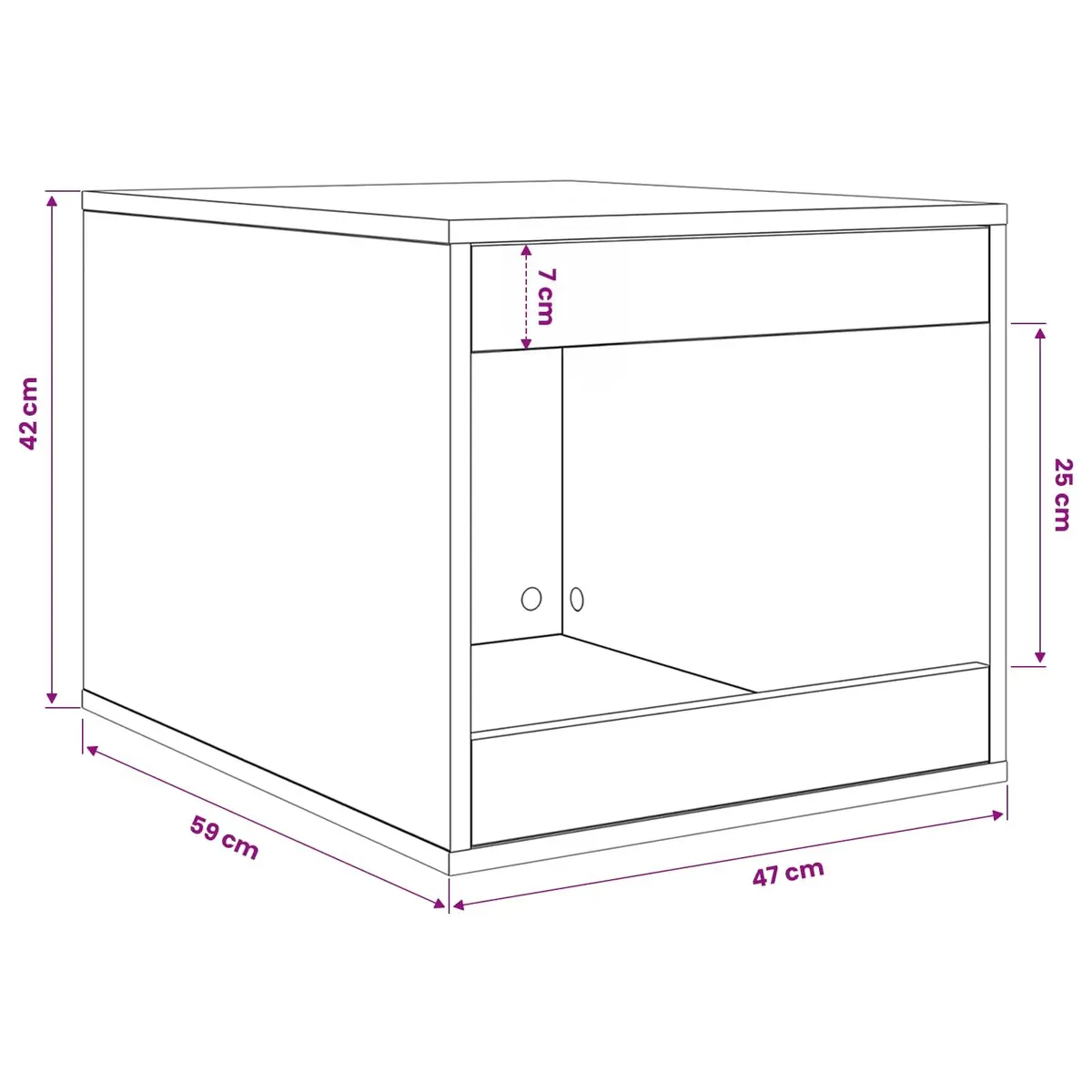Cat Litter Box Enclosure Indoor Furniture 47 x 59 x 42 cm Black Oak Wood