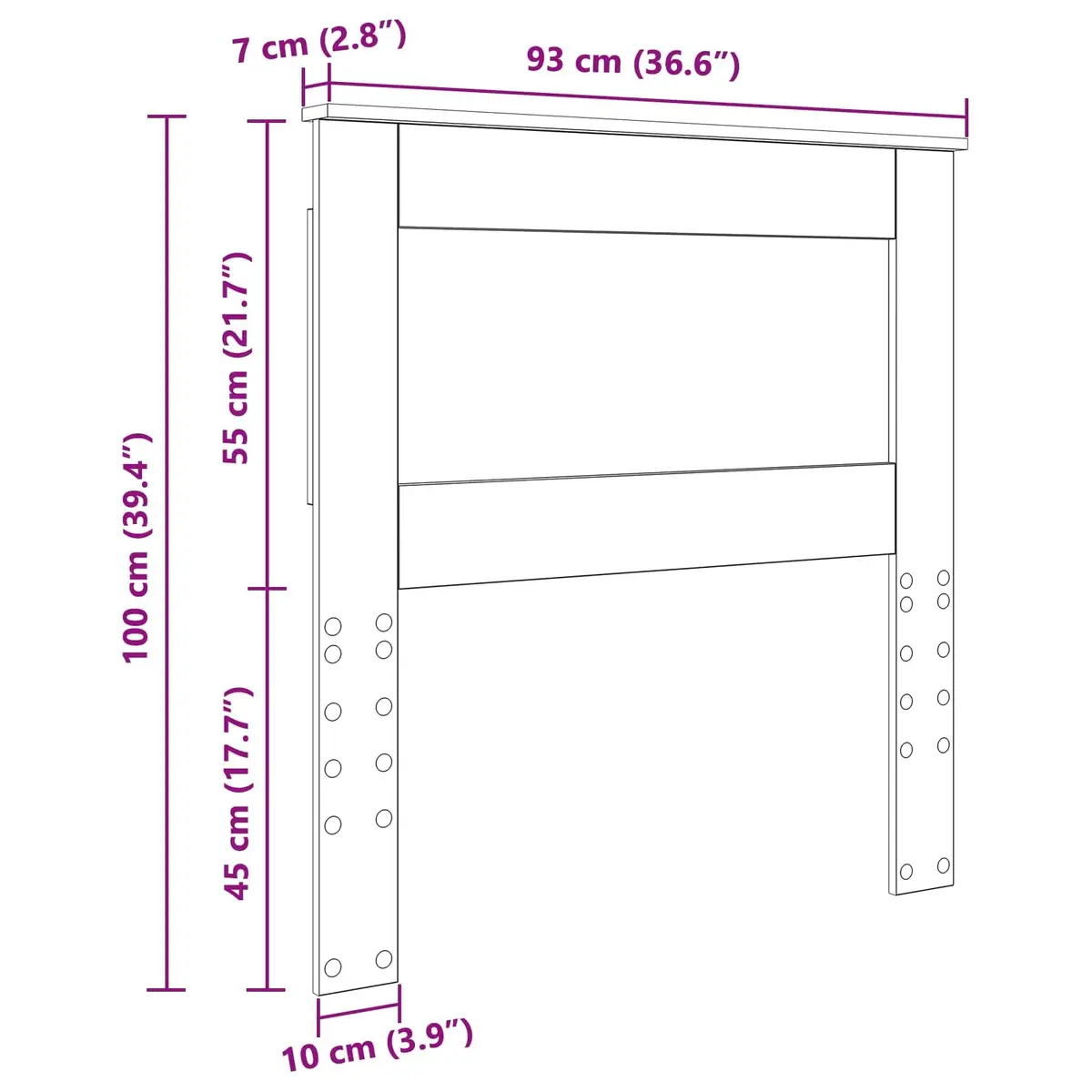 90cm White Headboard