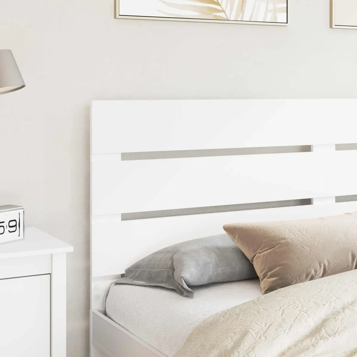 White Engineered Wood Headboard for Comfort