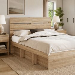 Warm and Functional Modern Engineered Wood Headboard