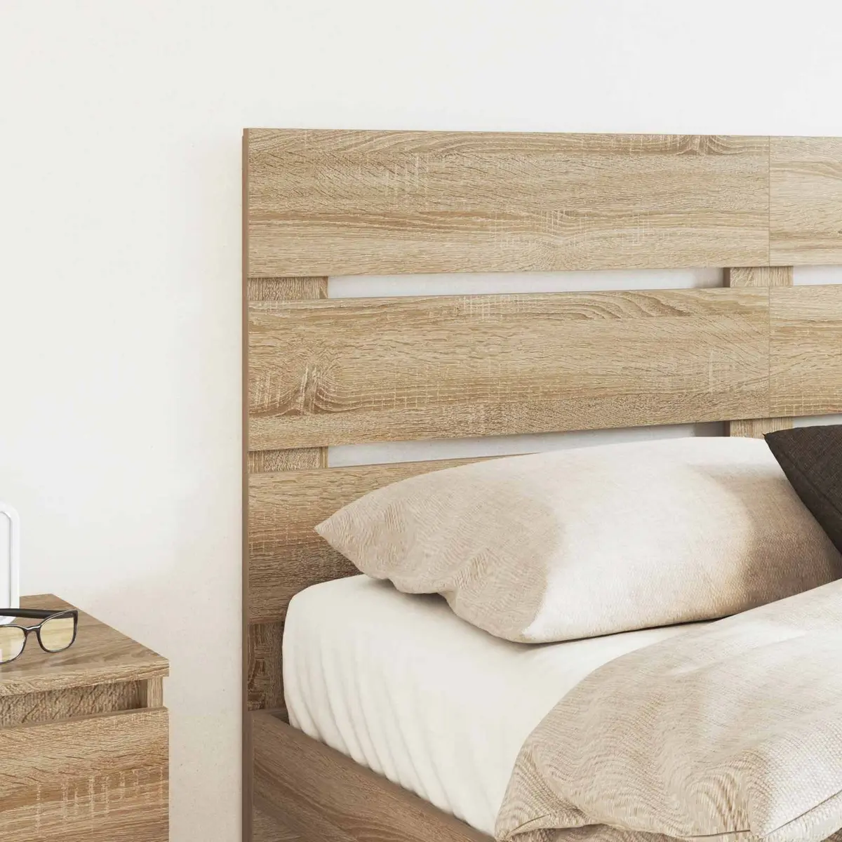 Headboard Engineered Wood Rectangular Modern Bedroom Furniture Brown Minimalist
