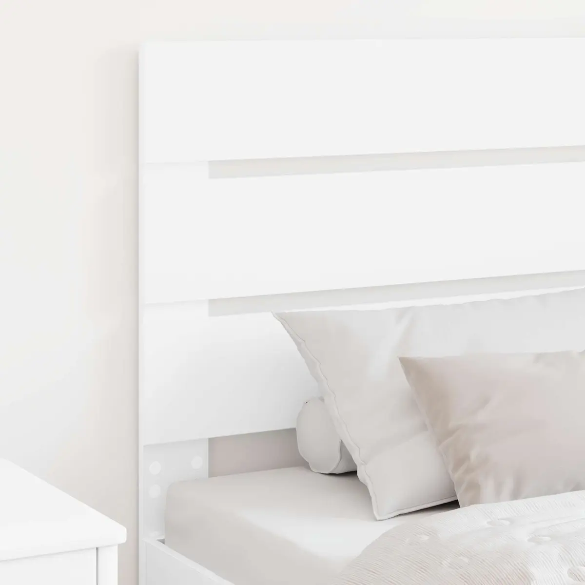 White Engineered Wood Headboard for Bedroom Use