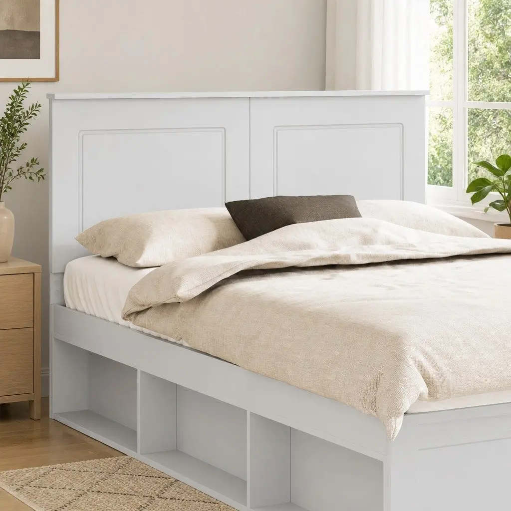 Headboard Adjustable Height 100 cm White Wall-Mounted Bedroom Engineered Wood
