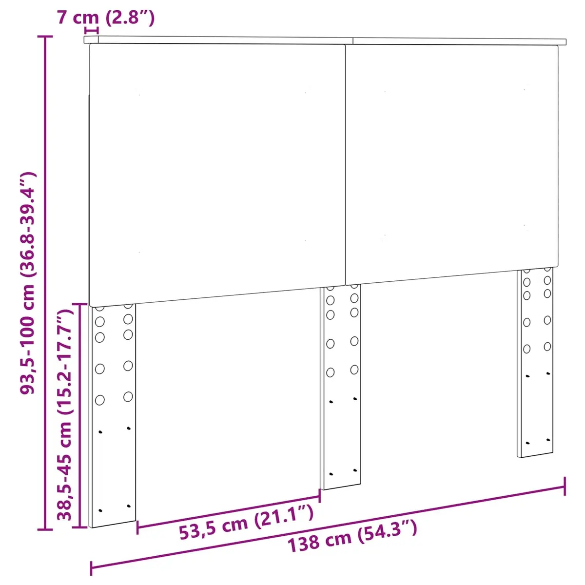 Headboard Adjustable Height 100 cm White Wall-Mounted Bedroom Engineered Wood
