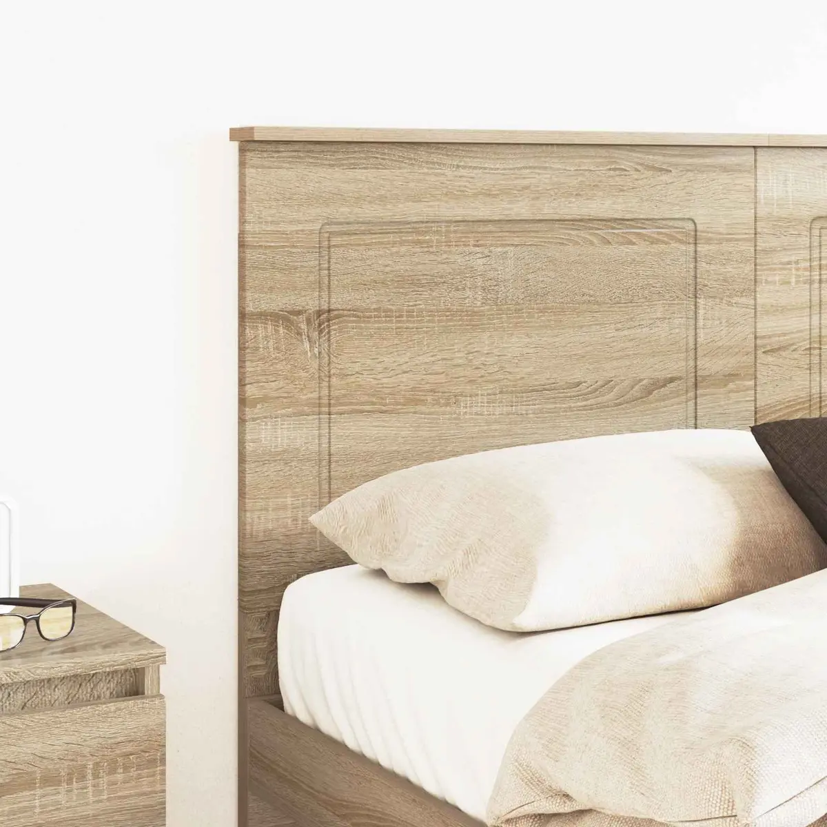 Adjustable Wall-Mounted Headboard Brown Engineered Wood Modern Bedroom Furniture