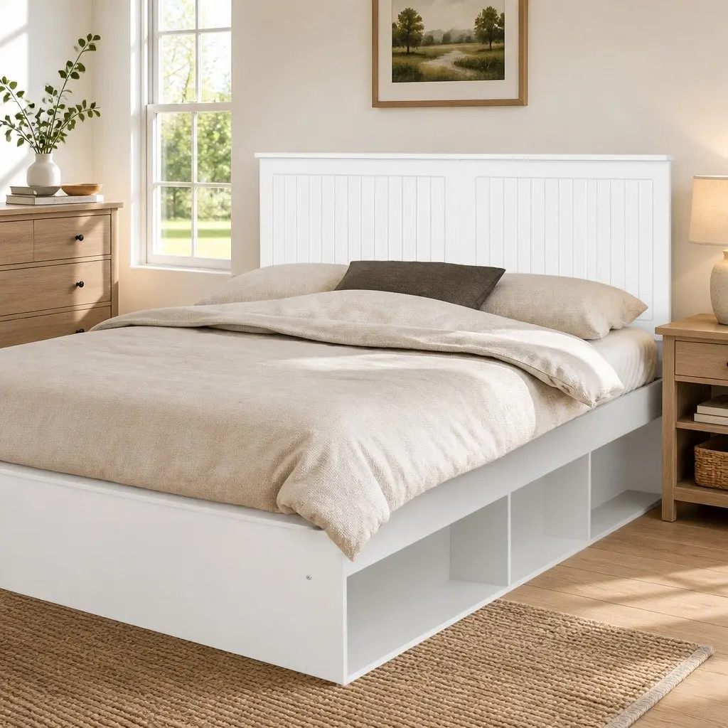 Modern White Headboard 150cm Bedroom Furniture Engineered Wood Contemporary