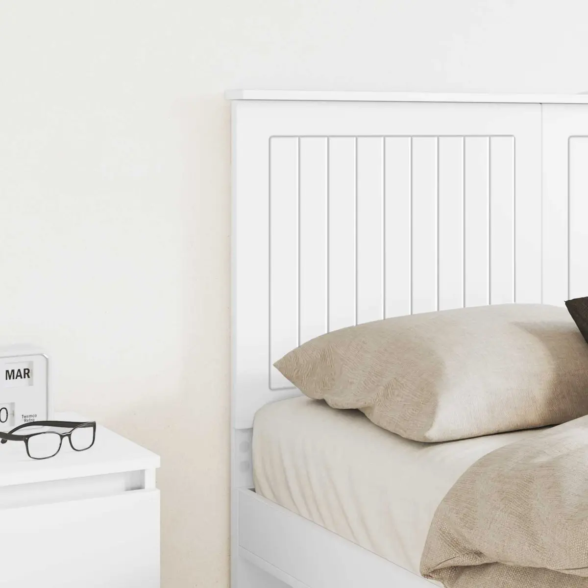 White Engineered Wood Headboard Modern Minimalist Design Bedroom Furniture 135cm