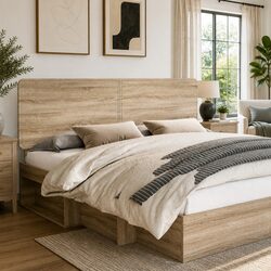 Reliable Brown Engineered Wood Headboard for Your Bedroom
