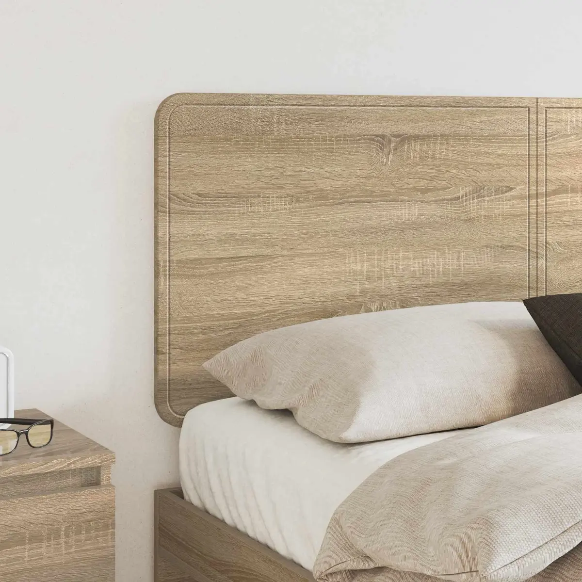Headboard Brown Engineered Wood Rectangle Modern Bedroom Furniture