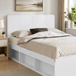 Warm and Reliable White Engineered Wood Headboard