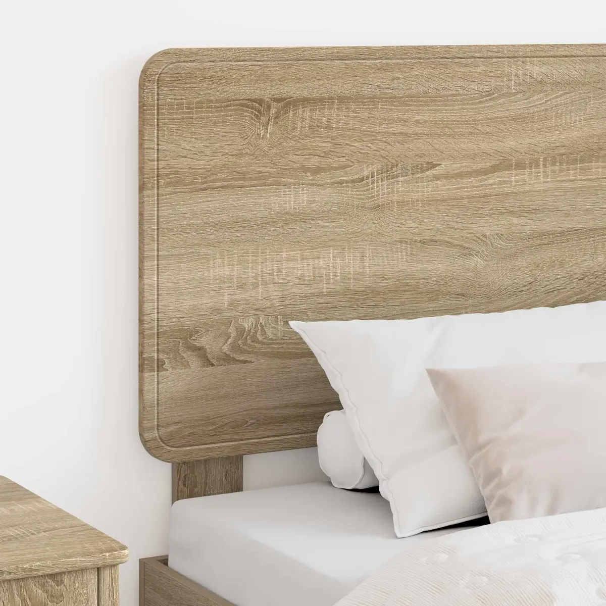 Headboard Modern Bedroom Furniture Engineered Wood Brown Rectangle Design