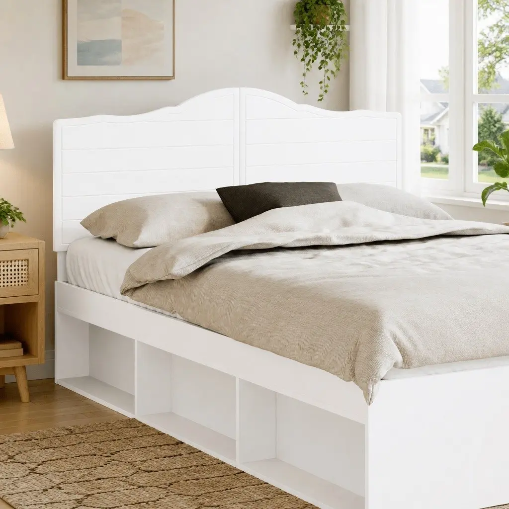 Engineered Wood Headboard Minimalist Modern Bedroom Furniture Wall Mounted White