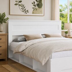 Welcoming White Engineered Wood Headboard with Value