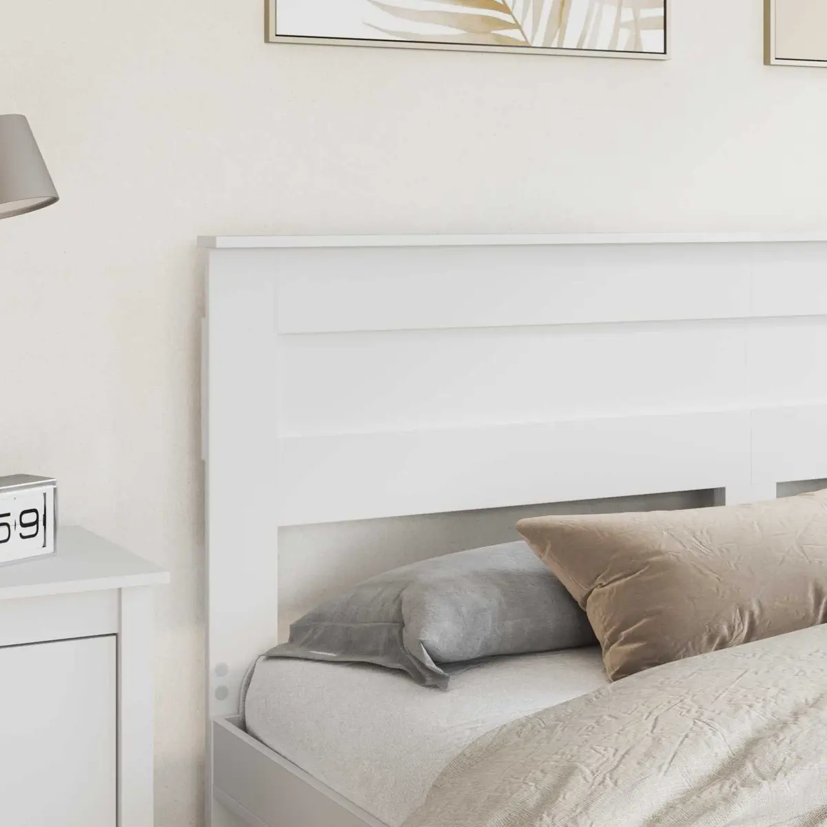 White Engineered Wood Headboard Modern Bedroom Furniture Contemporary Design