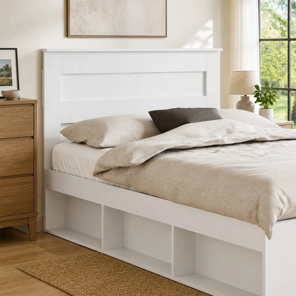 White Engineered Wood Headboard for Any Bedroom