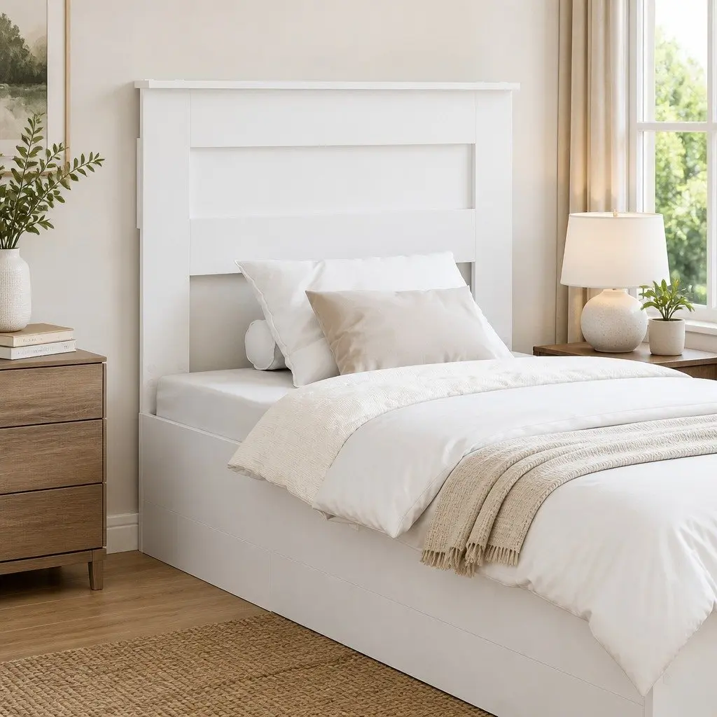 White Engineered Wood Headboard Modern Bedroom Furniture Contemporary