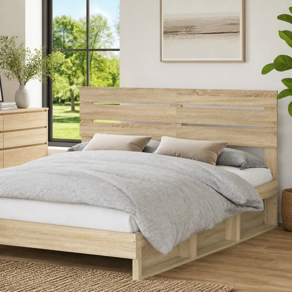 Headboard Brown Engineered Wood Rectangular Bedroom Furniture