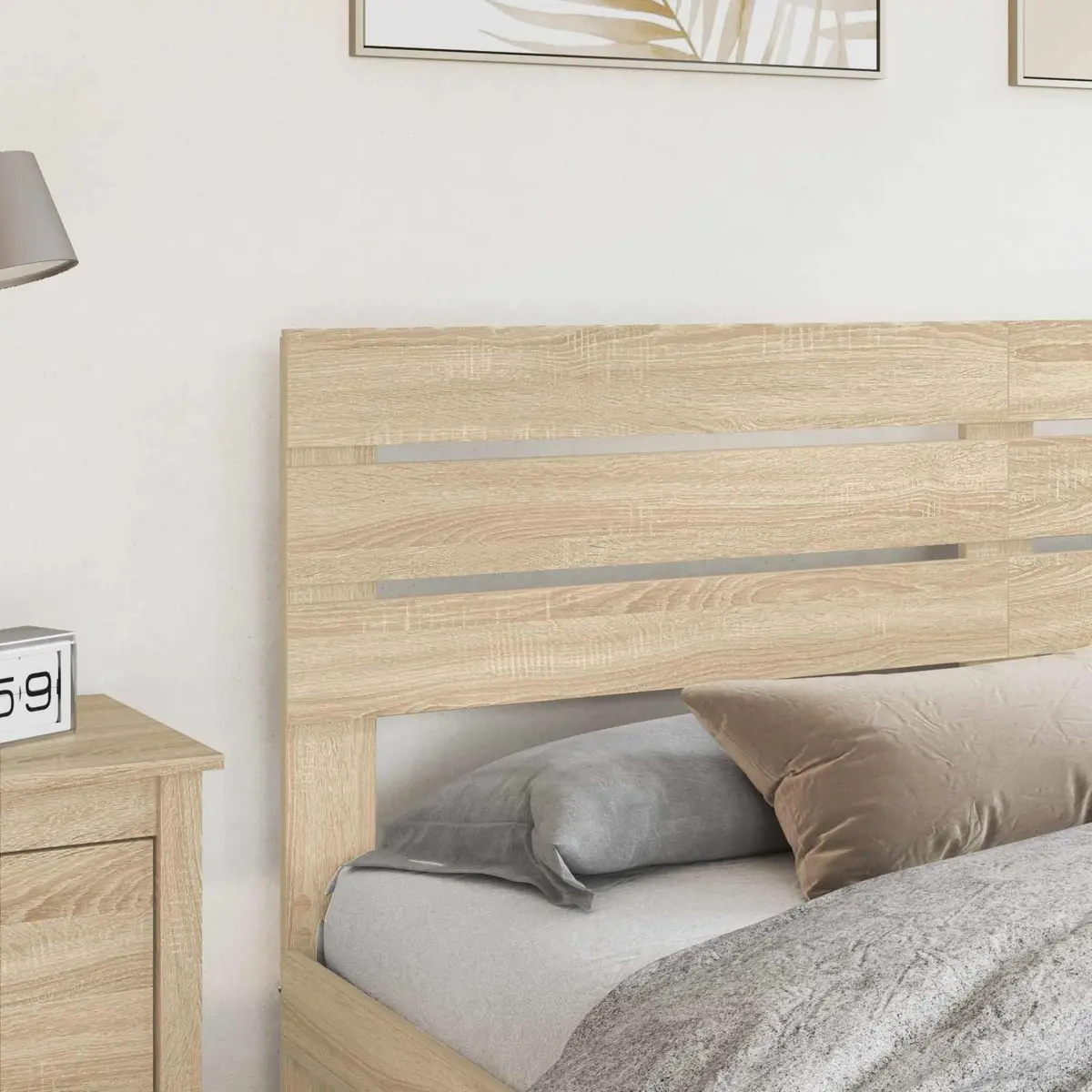 Headboard Brown Engineered Wood Rectangular Bedroom Furniture