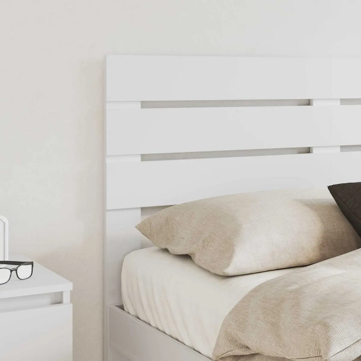 White Engineered Wood Headboard Modern Bedroom Furniture Rectangular Design