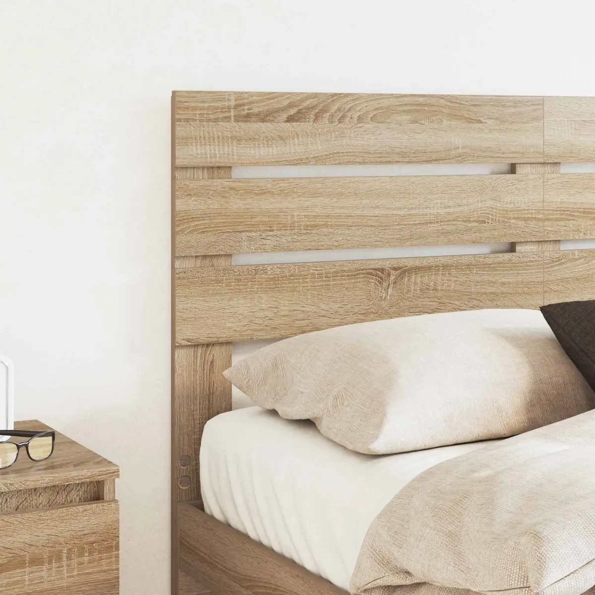 Modern Headboard Engineered Wood Rectangular Bedroom Furniture Brown Indoor
