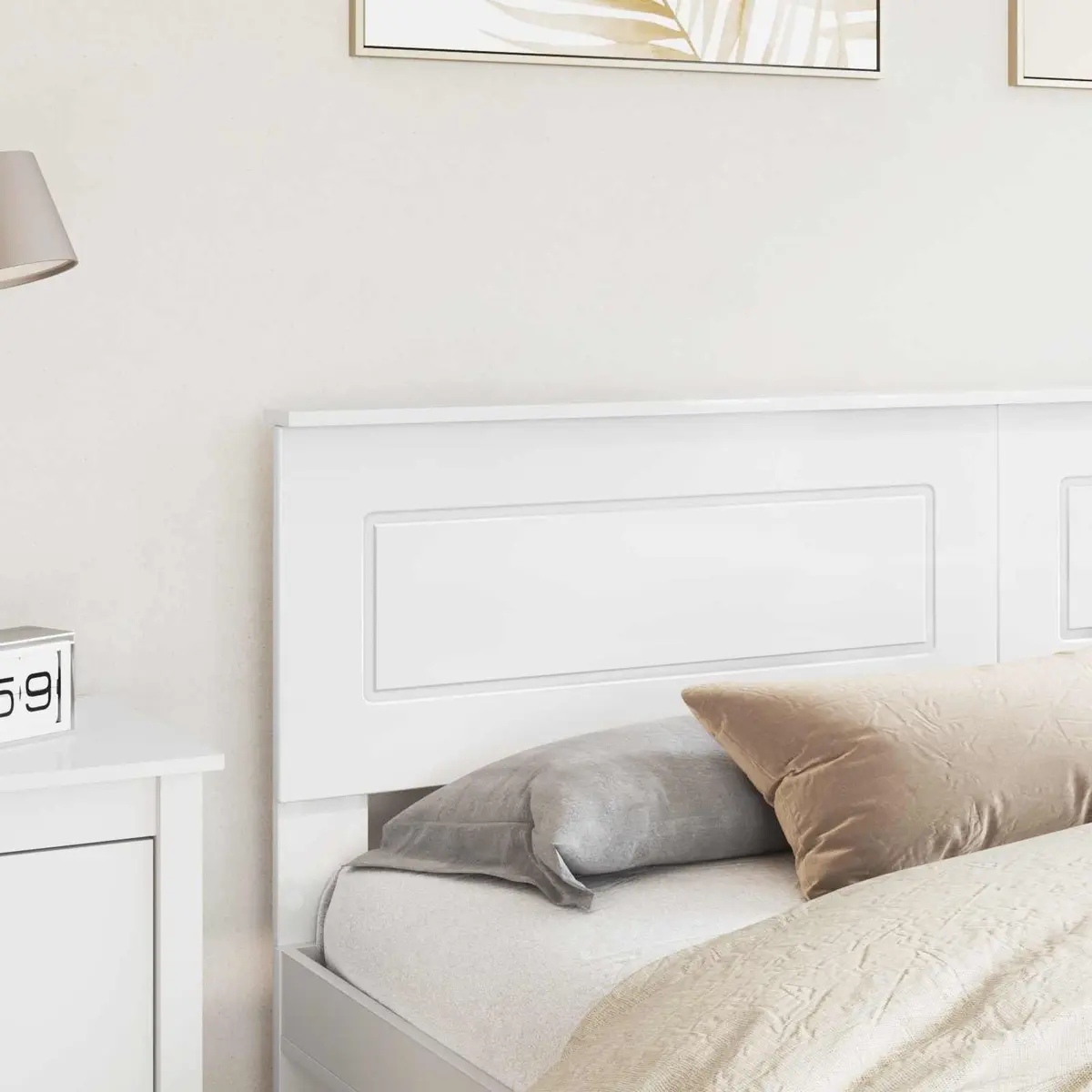 White Engineered Wood Headboard for Bedrooms