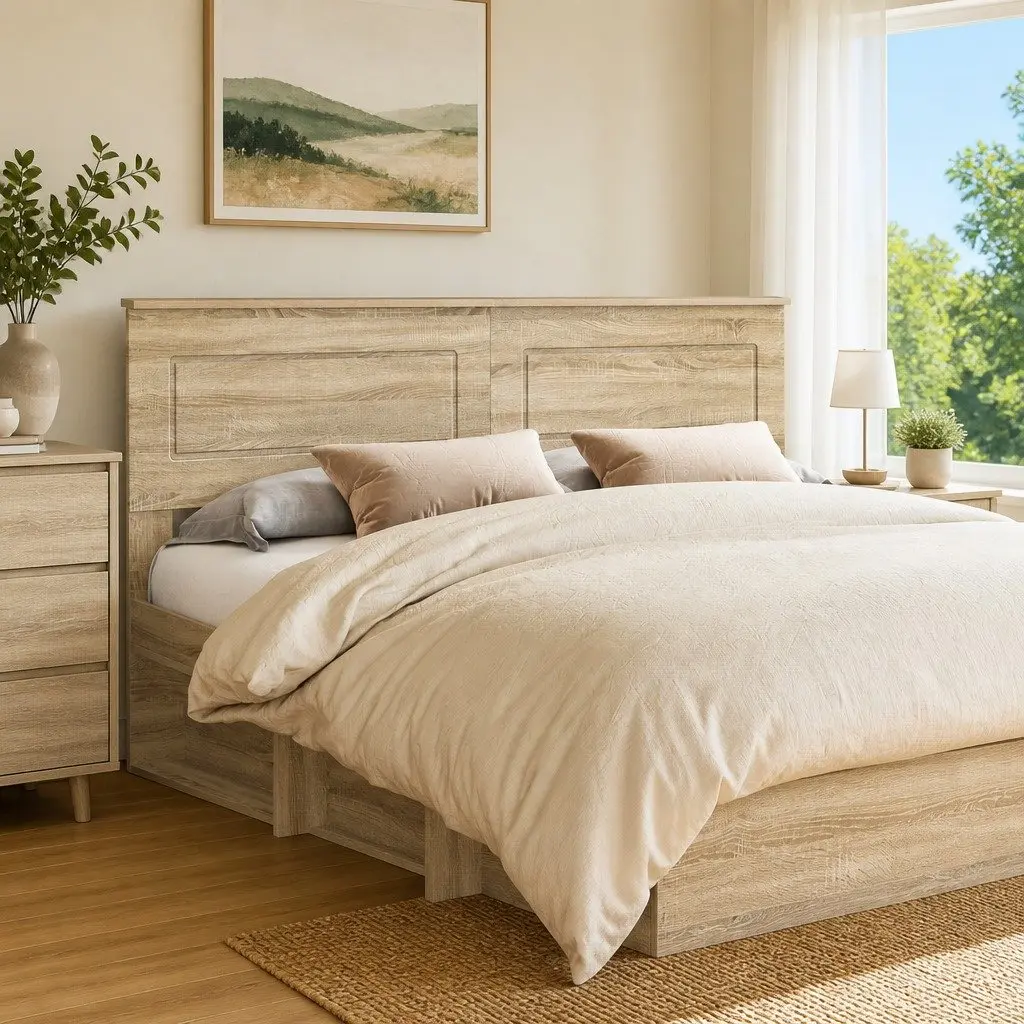 Headboard Engineered Wood Modern Bedroom Furniture Rectangular Brown Sonoma Oak