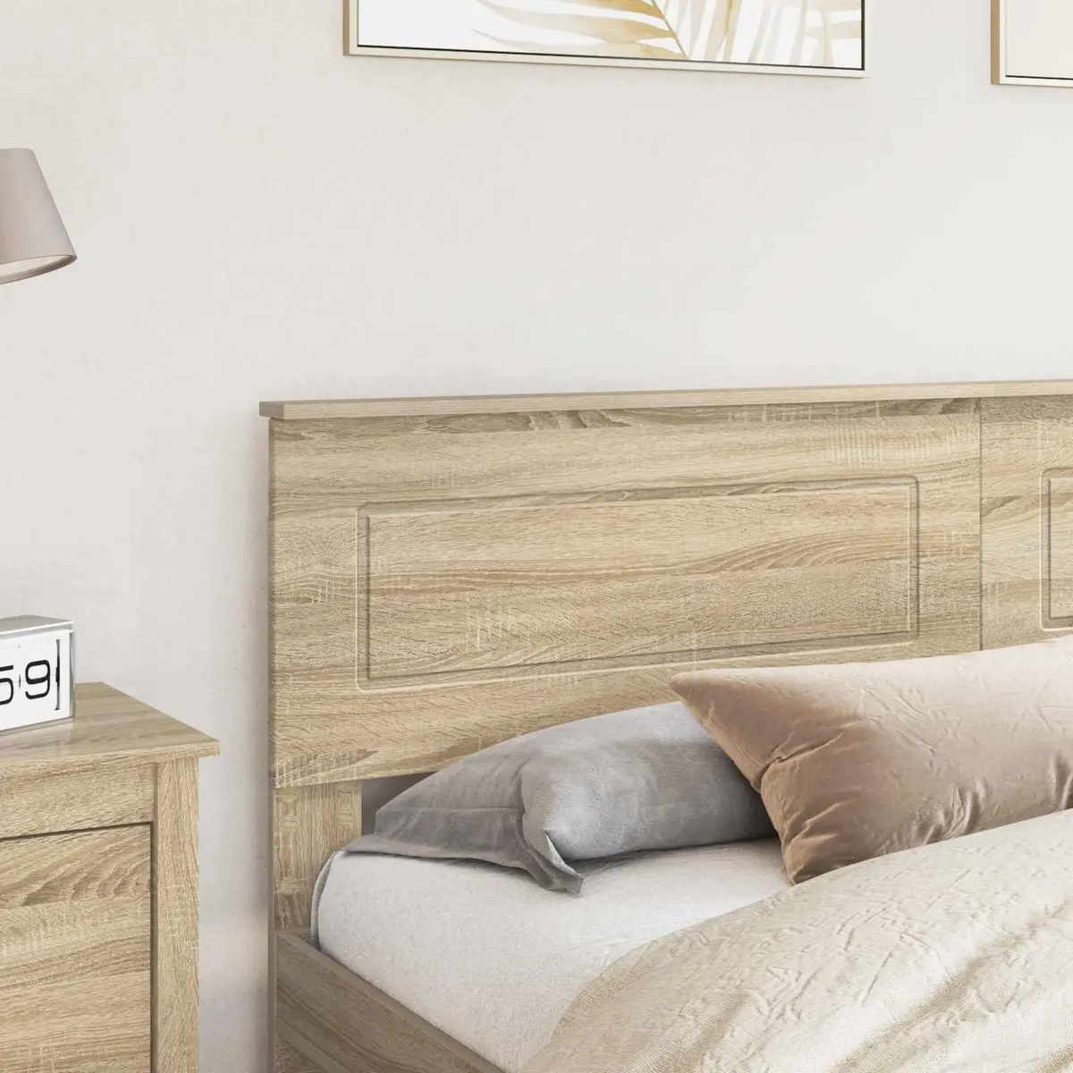 Headboard Engineered Wood Modern Bedroom Furniture Rectangular Brown Sonoma Oak