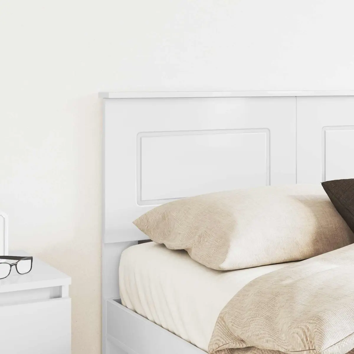 Headboard White Modern Bedroom Engineered Wood Rectangular Contemporary Bedframe