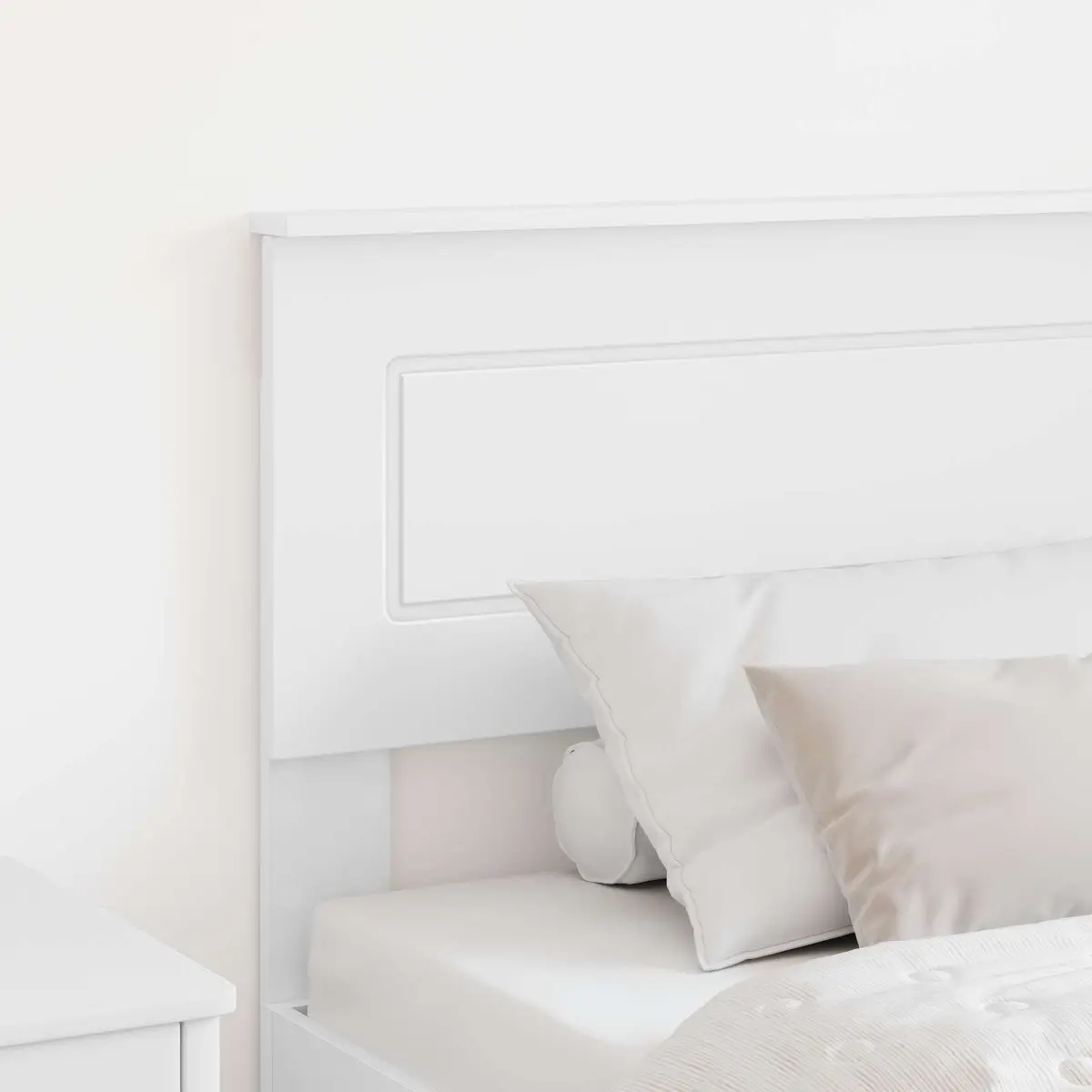 White Engineered Wood Headboard Modern Bedroom Furniture Rectangular Design