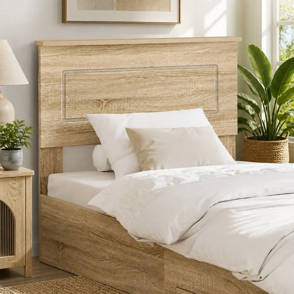 Headboard Engineered Wood Brown Bedroom Furniture Modern Minimalist Design