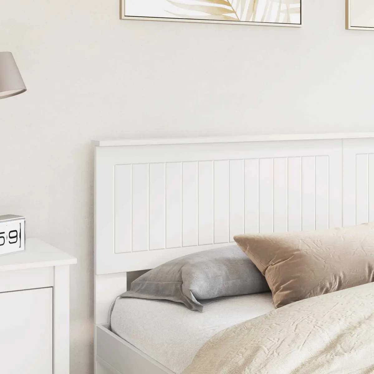 Engineered Wood Headboard Minimalist Bedroom Furniture Rectangular White