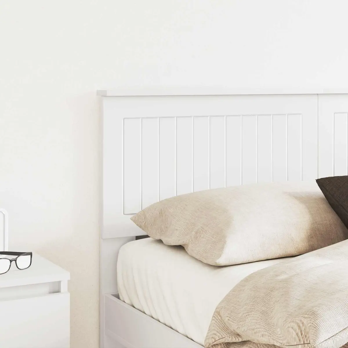White Engineered Wood Headboard Modern Minimalist Bedroom Furniture Rectangular