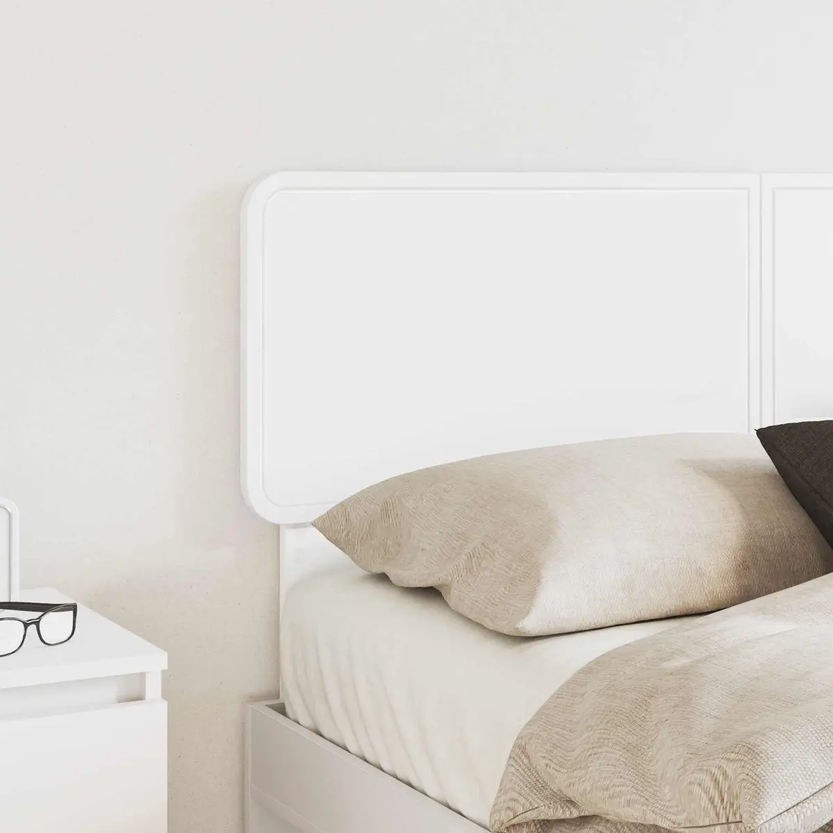 White Headboard Modern Minimalist Design Engineered Wood Bedroom Furniture