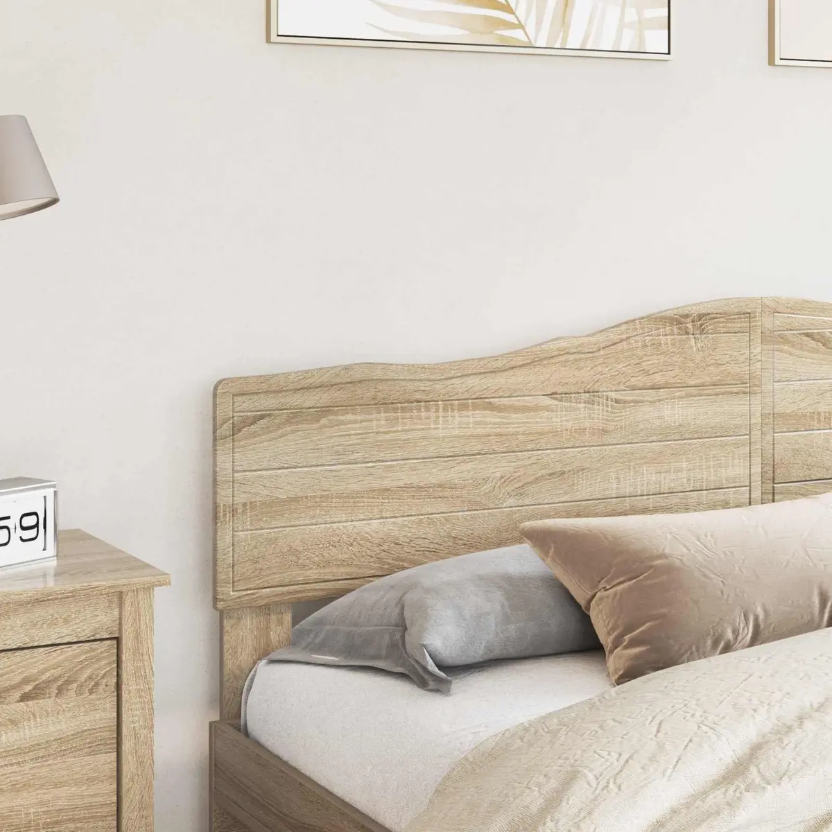 Headboard Sonoma Oak Engineered Wood Modern Bedroom Furniture Brown Rectangular