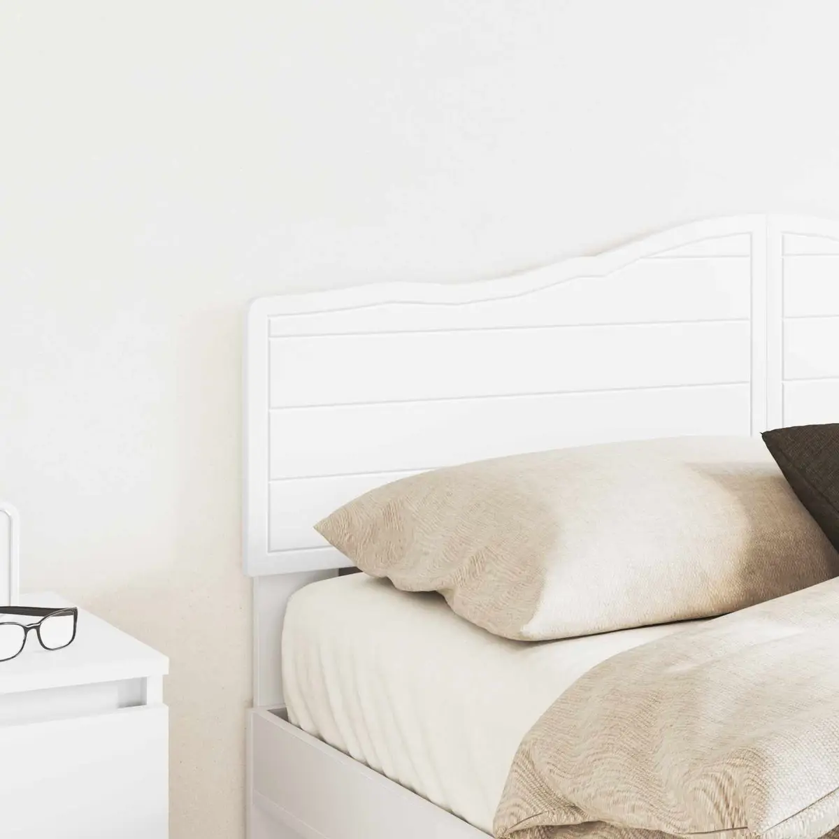 White Engineered Wood Headboard Modern Minimalist Bedroom Furniture Rectangular