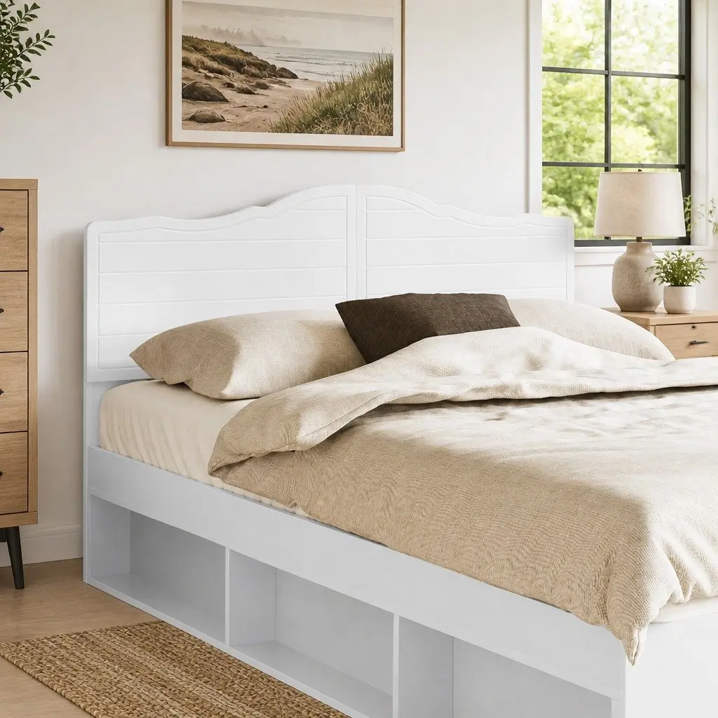 Engineered Wood Headboard Modern Minimalist Rectangular White