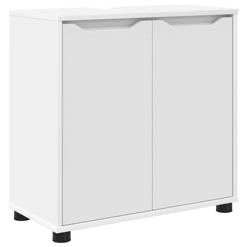 Bathroom Basin Cabinet Modern Storage 60cm White Engineered Wood